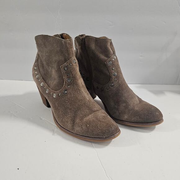 Corso Como Tan Suede Leather Western Style Ankle Boots Size 7 - Picture 10 of 10